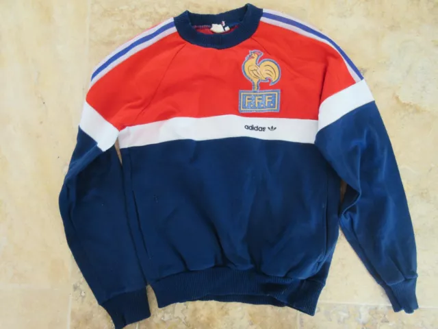 Sweat équipe de FRANCE Coupe du Monde ESPANA 82 vintage ADIDAS shirt 12 14 ans