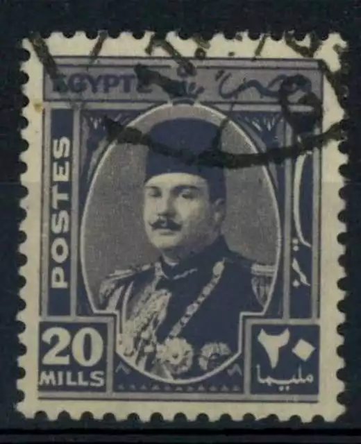 Egypt 1944-1952 SG#300, 20m Grey-Violet King Farouk Used #E93235