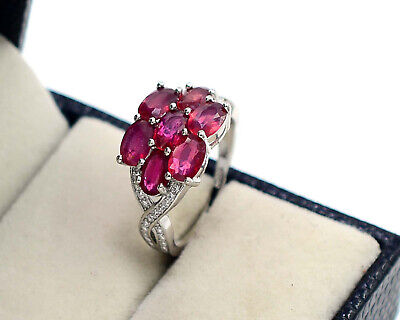 Natural Red Ruby Gemstone Ring 925 Sterling Silver July Birthstone Proposal Ring
