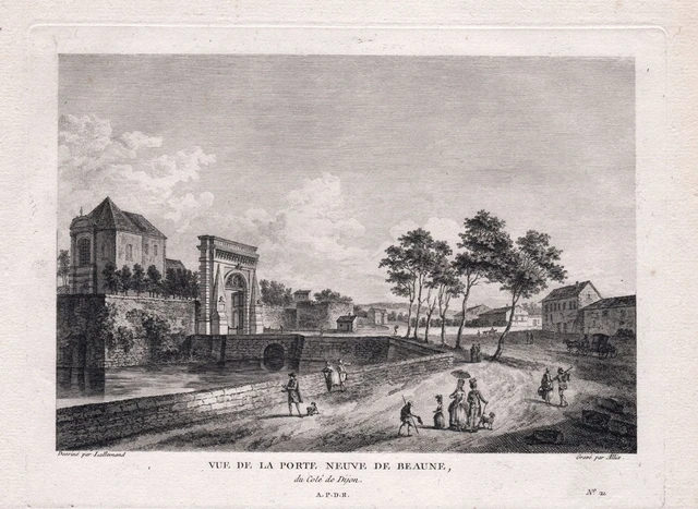 Beaune Dijon Porte Neuve Cote-d'Or Bourgogne estampe gravure engraving