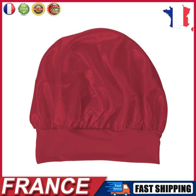 Women Night Sleep Hair Cap Satin Adjustable Curly Hair Styling Hat (Red) fr