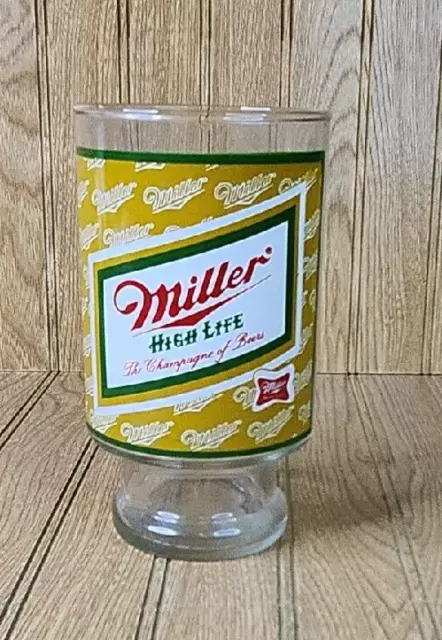 Vintage Miller High Life Beer Glass Large Size 6 3/4 Inches Tall