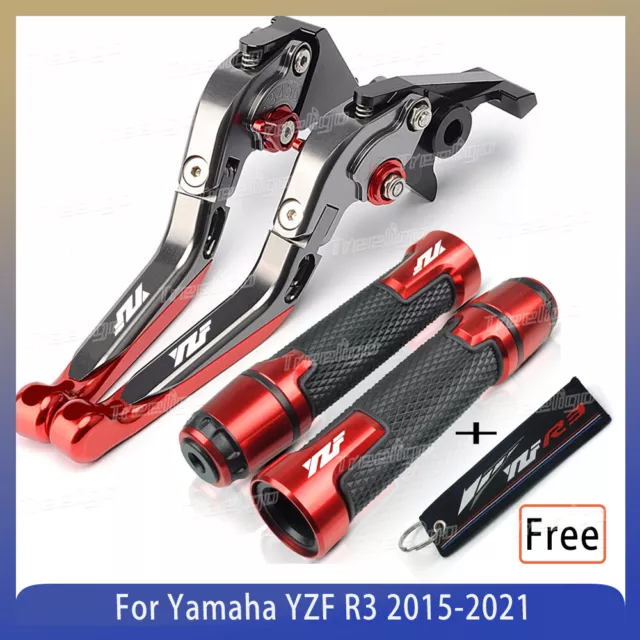 Motorcycle Handlebar Grips Brake Clutch Levers Sets for Yamaha YZF R3 2015-2021