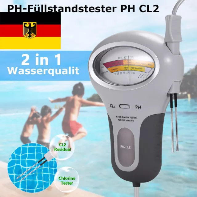 2-in-1 Swimming Pool Water Quality Tester PH Meter Residual Chlorine Detector