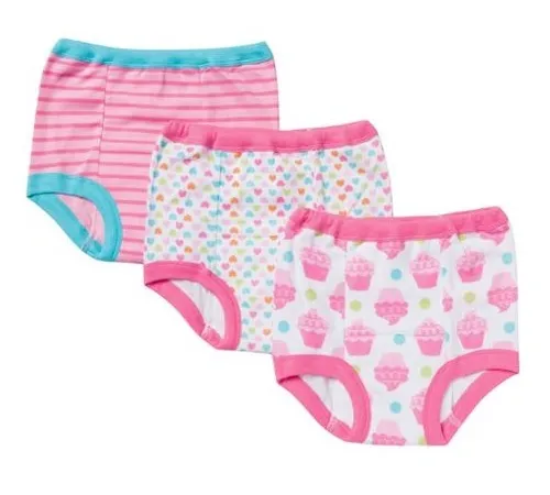 Gerber Kleinkind Mädchen 3er-Pack Trainingshose; rosa mit Cupcakes, Herzen & Streifen 2T