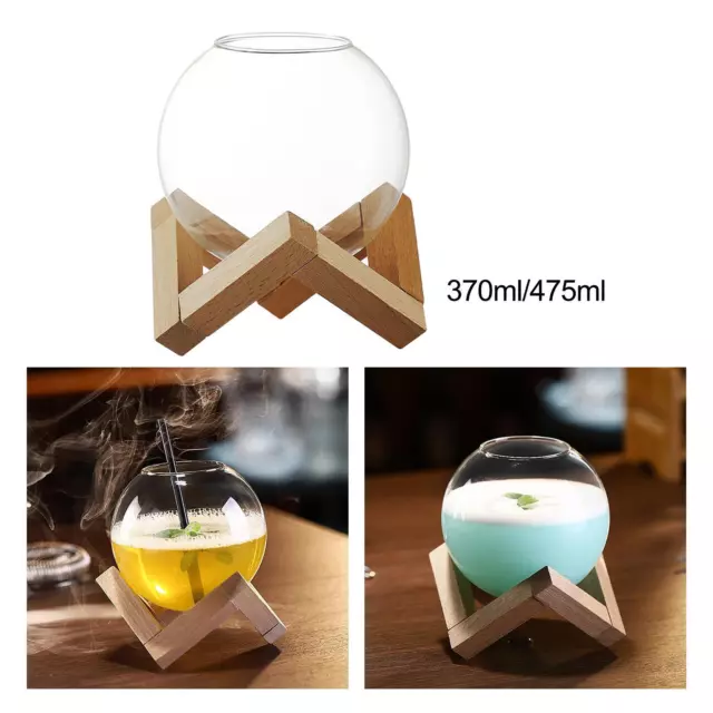 Cocktail Glass Cup with Wood Stand Clear Modern Tumbler Tasting Glass for Party