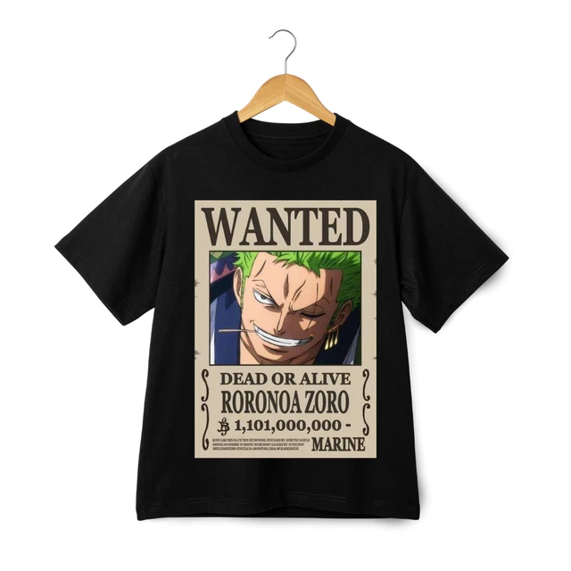 One Piece Roronoa Zoro Wanted Poster T-Shirt – Exclusive Anime Design, Black, 100% Cotton 8 thumbnail image
