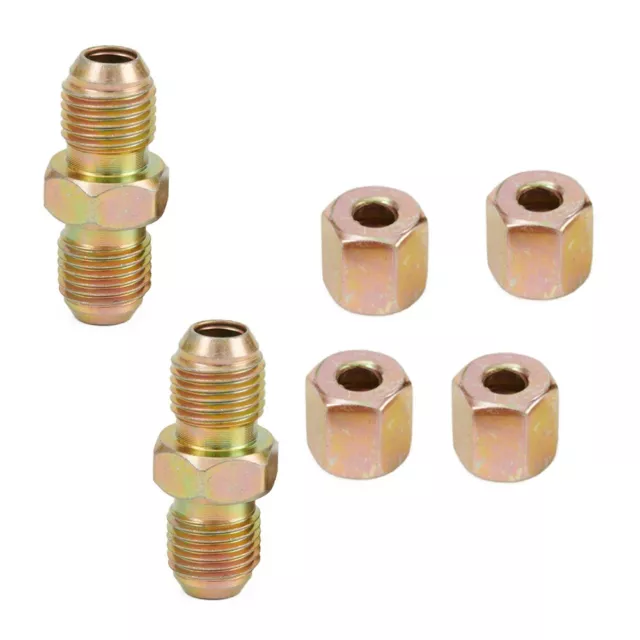 Brake Pipe Connectors 10mm x 1mm 2 Way Inline Male + Female Nuts For 3/16 Pipe