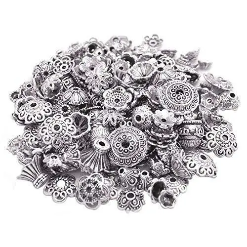 160-210pcs Bali Style Jewelry Making Metal Bead Caps Deluxe New Mix, 100