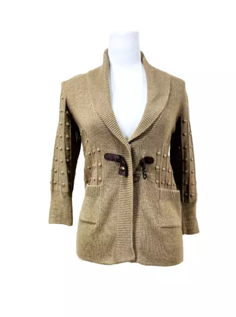 Barbour Gold Label By Temperley London Women Cropped Cardigan Size 8 Wool Camel