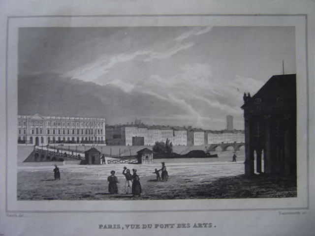 Engraving of PARIS View of the Pont des Arts Department of the Seine