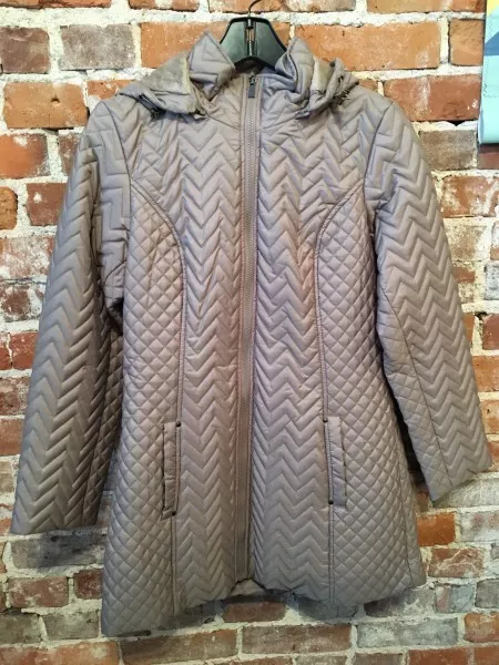 Liz Claiborne New York Walnut Taupe Quilted Packable Jacket Coat sz XXS New