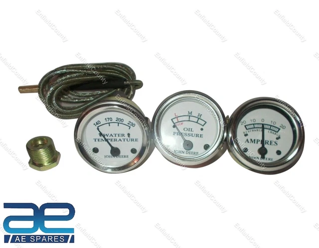 Aftermarket Tractor Gauge Set - Oil Pressure, Ammeter & Temperature For John Deere Models BWH, H, G, M, Etc.