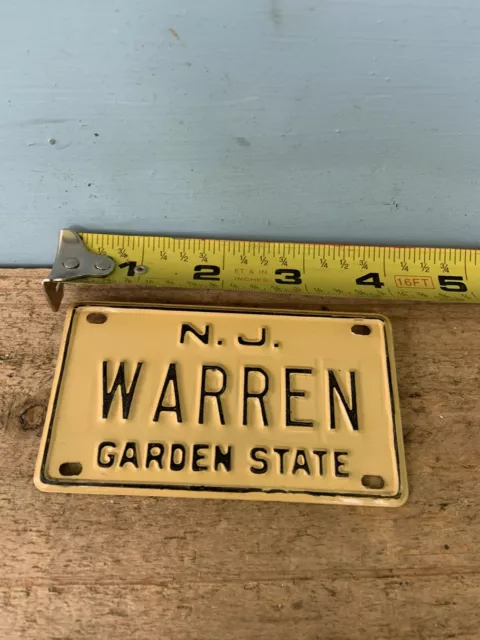 Old School JERSEY Bike License Plate- “ WARREN ”-SCHWINN Stingray,Mongoose BMX Old School JERSEY Bike License Plate- “ WARREN ”-SCHWINN Stingray,Mongoose BMX
