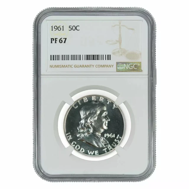 1961 Proof Franklin Half Dollar 50C Ngc Certified Pf 67 - Spot Haze Free