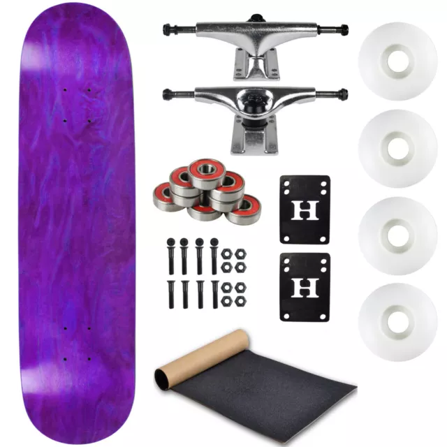 Moose Complete Skateboard Stain Purple 8.0" With Silver Trucks and White Wheels