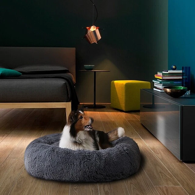 Donut Plush Bed Round Pet Dog Cat Calming Kennel Soft Warm Fluffy Sleeping Nest 7