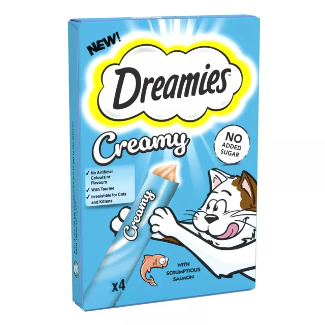 44 x 10g Dreamies Creamy Adult Cat & Kitten Treats Scrumptious Salmon 11x40g 3