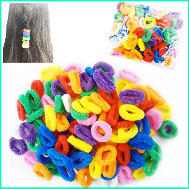 50 Kids Hair Bobbles Assorted Elastic Mini Ponytail Band Endless Snag Free Candy