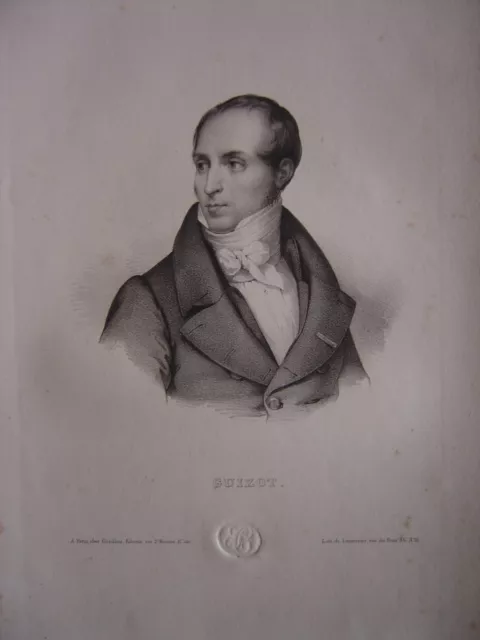 Lithographie Litho Portrait de François GUIZOT