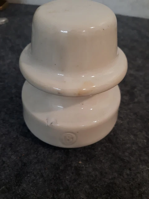 Vintage Ivory White Ceramic Porcelain Glazed Insulator B Electrical With Damage
