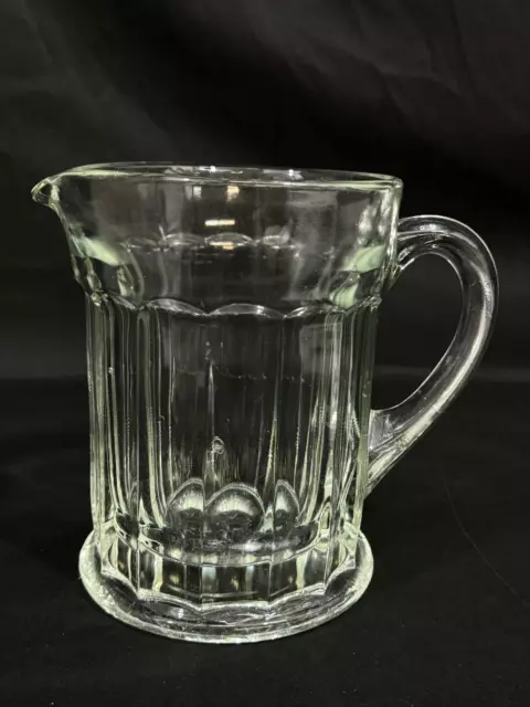 Heavy Clear Glass Paneled Pitcher 6.5 Inch Tall