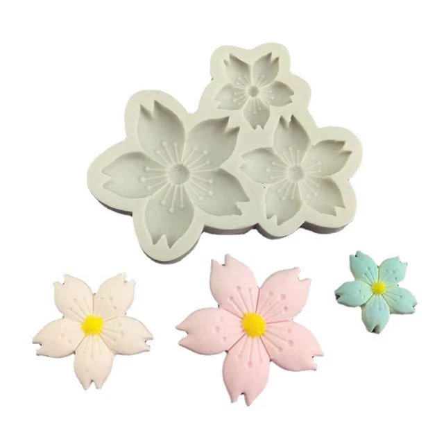 3 With Sakura Flower Shape Silicone Mold Sun Flower Fondant Baking M-dx