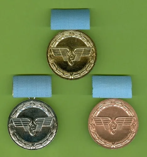 Treue Dienste Deutsche Reichsbahn alle 3 Stufen Gold Silber Bronze Medaille n