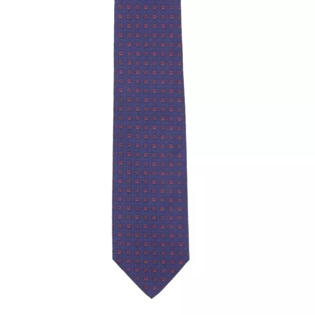 Salvatore Ferragamo L90618 Men's Blue/Rosso Gancio Print Neck Tie 3 in