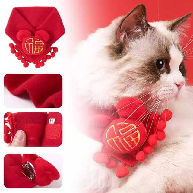 New Year Red Collar for Pets Red Collar Cat and Dog Neckband Scarf Clothing H ψ△