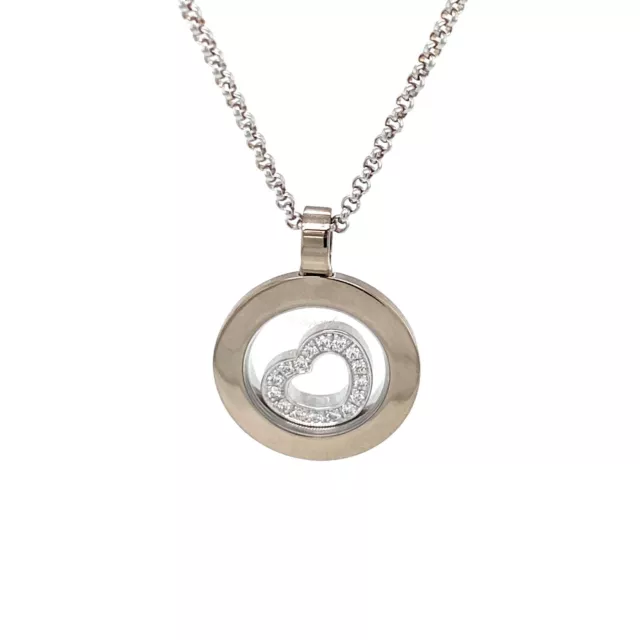 Chopard Happy Spirit 18k White Gold Diamond Heart Necklace. RRP £4250