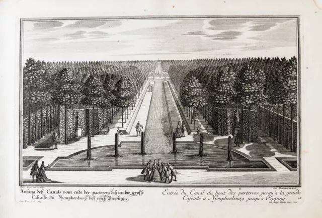 c1720 München Nymphenburg St. Wolfgang Pipping Kupferstich-Ansicht Remshart