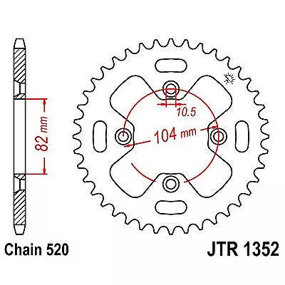 JT SPROCKETS Corona plato transmision trasero compatible con HONDA ATC 350X 1986