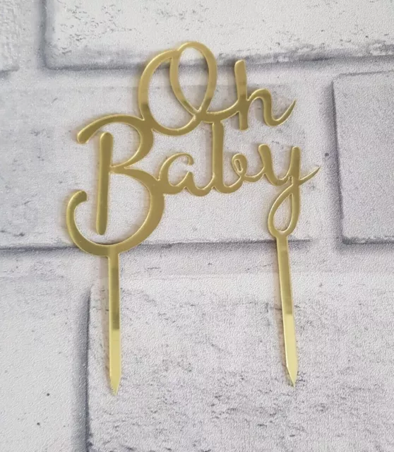 Oh Baby Acrylic Cake Topper Baby Shower Gender Reveal New Baby