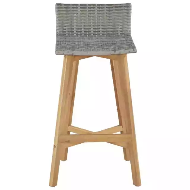 2x Solid Acacia Wood Bar Chairs Poly Rattan 40x45x90cm Kitchen Stool vidaXL 3