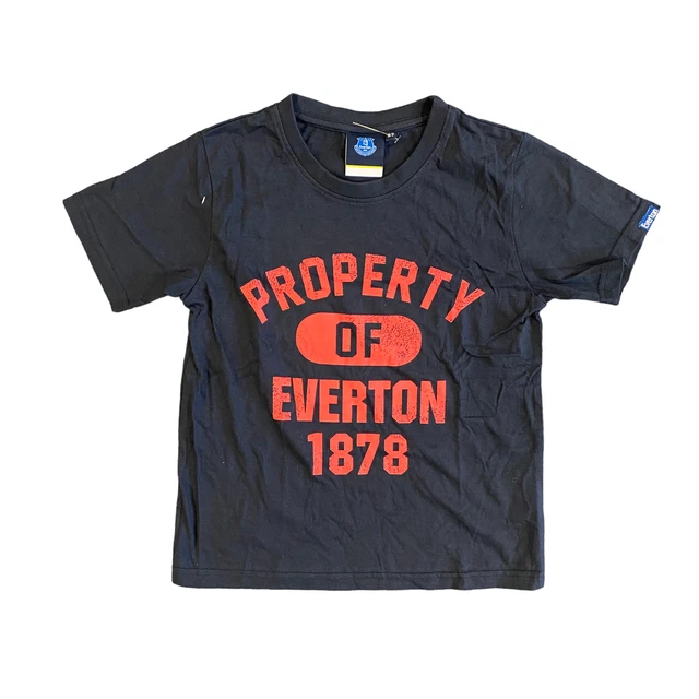 T-shirt calcio Everton bambino (taglia 8-9y) top blu navy proprietà dell'Everton - nuova