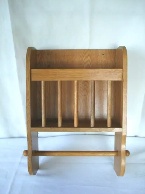 Vintage Wall Hanging Wooden Paper Towel Bar Magazine Rack Primitive Country