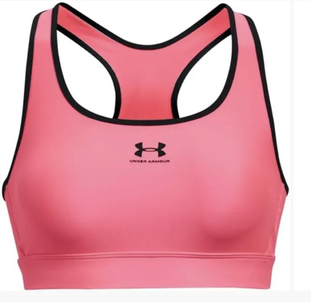 Under Armour HeatGear Mid Padless Sports Bra Womens Hot Pink Size M Medium Bnwt