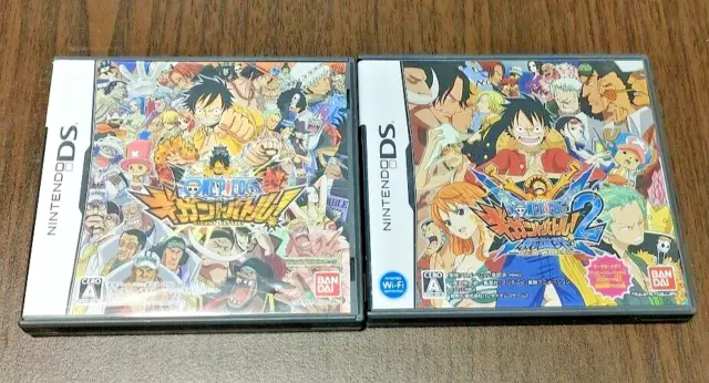 Lot 2 One Piece Gigant Battle 1 & 2 set Nintendo DS NDS Japan Ver. Tested BANDAI