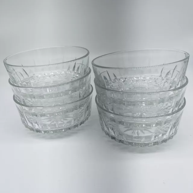 Arcoroc USA 5" Set of 6 Clear Glass Diamond Starburst Salad Dessert Bowls