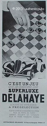 Publicite Automobile Delahaye Superluxe Jeu De Dames De 1934 French Ad Car Pub