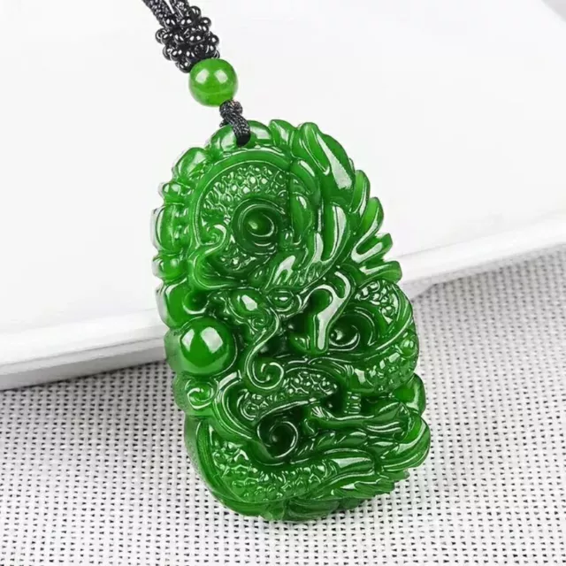 Natural jade pendant dragon Multiple colors Amulet Hand Necklace jewelry