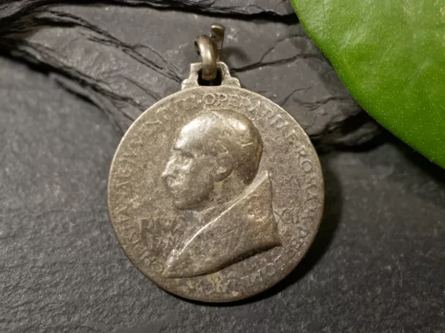 Silberfarbene Pilger Medaille Anhänger Wallfahrt Papst Pius XII