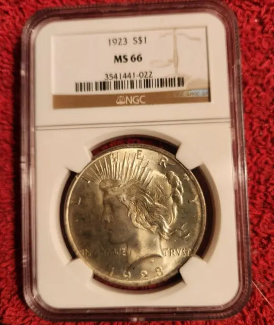 1923 p silver peace dollar NGC MS 66