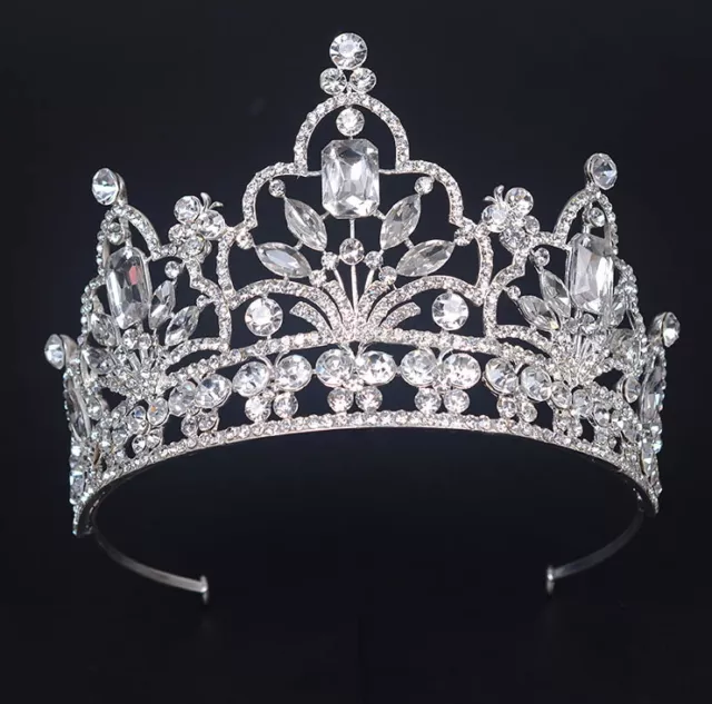 9cm Tall Large Full Crystal Wedding Bridal Queen Princess Prom Tiara Crown