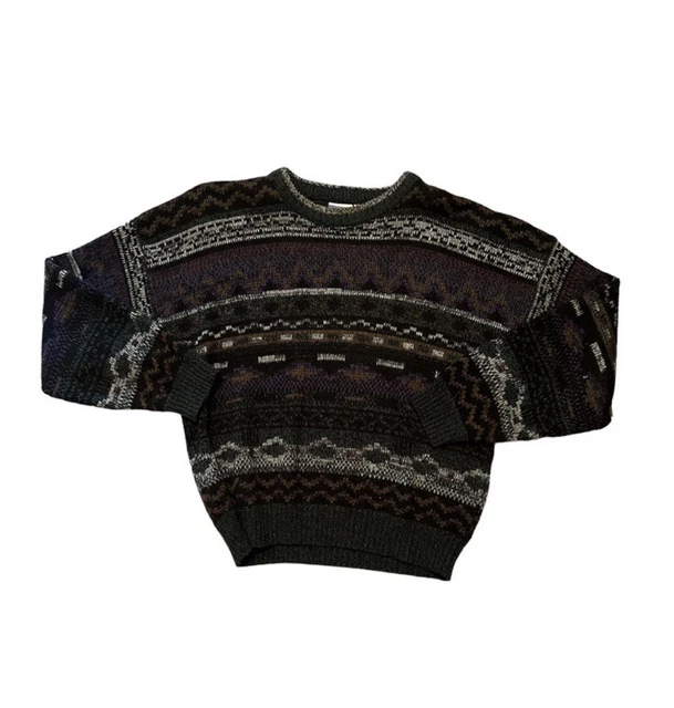 Today's News Vintage Men's Sweater Size Large Geometric Pullover 80s 90s