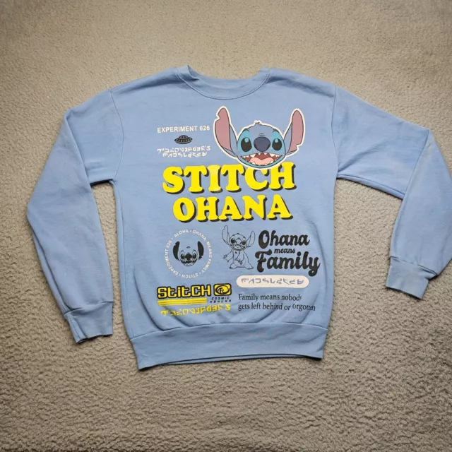 Disney Stitch Ohana Sweatshirt Youth XS Blue Long Sleeve Pullover