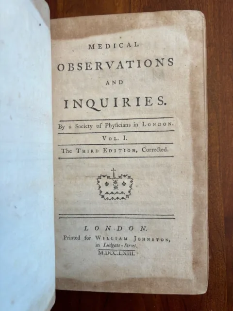 1763 Medical Observations & Inquiries, Charleston, South Carolina, Ben Franklin