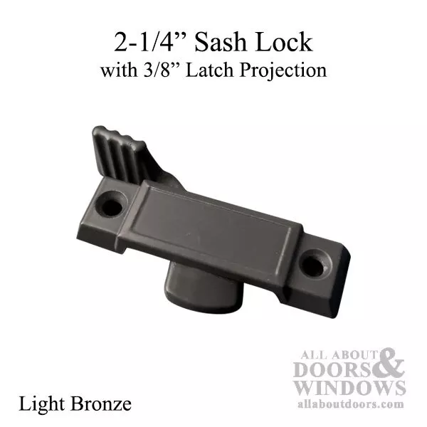 Sash Lock, Sweep Latch, 2-1/4 holes,  3/8 Latch Projection - Light Bronze