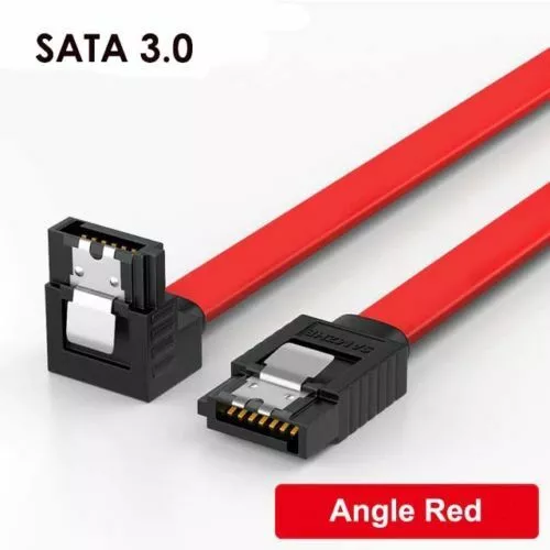 90 Degree Right-Angle SATA III Cable 6.0Gbps Metal Clip for HDD SSD DVD PC 40cm